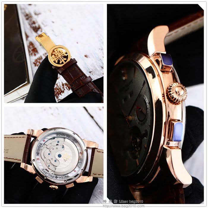百達翡麗PATEK PHILPPE 全自動機械機芯 316精鋼表殼 進口小牛皮錶帶 男士腕表  wssb3779